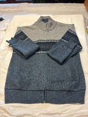 Herothorn Men's XL Full-Zip Fleece-Lined Nordic Knit Cardigan Sweater